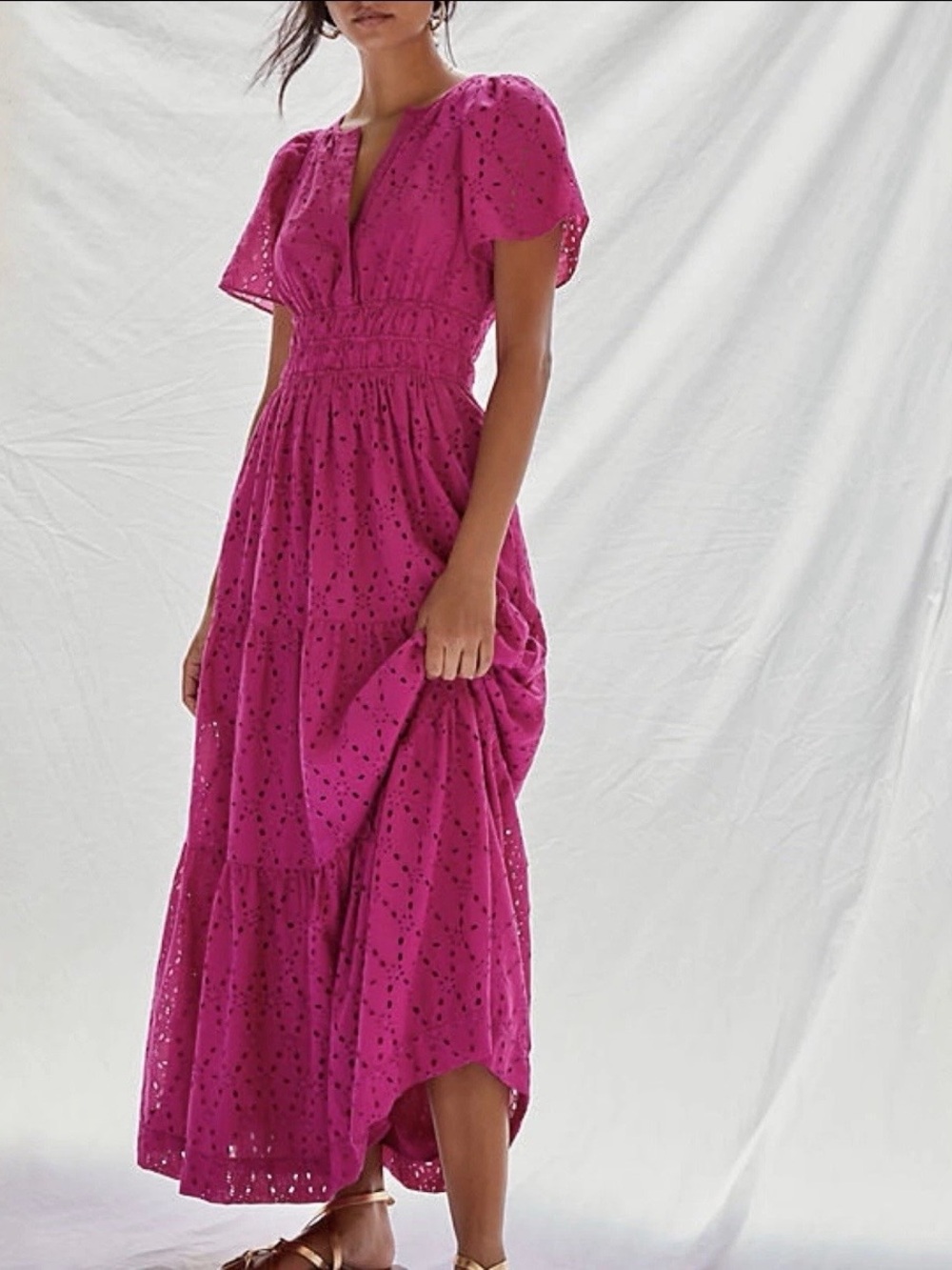 Anthropologie Maeve Eyelet Maxi Dress - XL